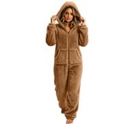 Générique Combinaison Femme à Capuche Fermeture Éclair Intégrale Poche Kangourou - Motif Uni Multi-Couleurs - Tissu Polaire Doux et Chaud pour Nuit et Maison S-5XL