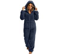 Générique Combinaison Femme à Capuche Fermeture Éclair Intégrale Poche Kangourou - Motif Uni Multi-Couleurs - Tissu Polaire Doux et Chaud pour Nuit et Maison S-5XL