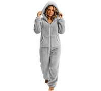 Générique Combinaison Femme à Capuche Fermeture Éclair Intégrale Poche Kangourou - Motif Uni Multi-Couleurs - Tissu Polaire Doux et Chaud pour Nuit et Maison S-5XL