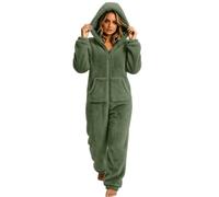 Générique Combinaison Femme à Capuche Fermeture Éclair Intégrale Poche Kangourou - Motif Uni Multi-Couleurs - Tissu Polaire Doux et Chaud pour Nuit et Maison S-5XL