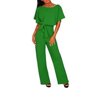 Générique Combinaison Femme Blanche - Combinaison à Manches Courtes avec Bouton à Lacets de Couleur Unie pour Femmes Pyjama Combi