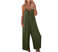Générique combinaison femme ete fluide,Jumpsuits 2021 couleur européenne décontracté et américain pures poche fronde été Jumpsuits Vêtements De Travail Et Uniformes (Army Green, S)