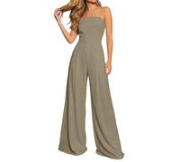 Générique Combinaison Femme Sans Bretelles Fluide Jumpsuit D'Été Jambes Larges Chic Élégant Casual Respirant Combishort Confortable Décontracté Baggy Élastique Douce Salopette