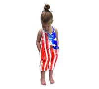 Générique Combinaison Fille Manche Longue Combinaison d'été sans Manches et Dos Nu pour Petites Filles,idéale pour la fête du 4 Juillet.
