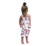 Générique Combinaison Fille Manche Longue Combinaison d'été sans Manches et Dos Nu pour Petites Filles,idéale pour la fête du 4 Juillet.