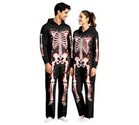 Générique Combinaison imprimée squelette pour homme, style festif et coupe confortable, idéale pour les fêtes et événements d'Halloween. (Black #5, L)