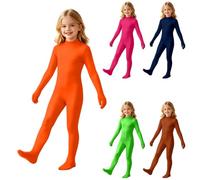 Générique Combinaison Intégrale Enfant-2026 Costume de Carnaval Orange Deguisement Seconde Peau Combinaison de Cosplay Moulant Costume Halloween Enfant Visage Découvert Enfants Unisexe photo,vidéo