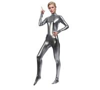 Générique Combinaison intégrale femme danse extensible performance scène costume élégant déguisement médiéval ajusté fluide confortable tenue spectacle (Grey, XL)