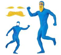 Générique Combinaison Intégrale Orange De Carnaval Avec Barbe Sourcils Pour Le Cosplay Du Costume D'Halloween Unisexe Adulte À Visage Ouvert Pour Fête Déguisement Adulte Bleu Ciel