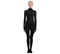 Générique Combinaison intégrale pour Femme avec Manches Longues et Jambes Costume de Danse de Couleur Unie pour Spectacle et scène 1 Black XXXXXL