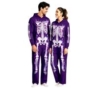 Générique Combinaison intégrale pour homme avec imprimé squelette pour, idéale pour les fêtes effrayantes. (H-Purple, XXL)