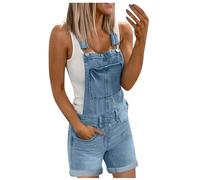 Générique Combinaison Jean Femme été Court Salopette Femmes Sans Manches Taille Haute Combishort Jean Short Pas Cher Pantalon Baggy Short Jumpsuit Casual Short Jean Salopette à Bretelles Femme Mode