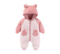 Générique Combinaison Neige Bébé Fille Garçon Chaude Doublée - Imperméable Costume Pour Nouveau-Né Veste À Capuche Pieds Barboteuse Avec Gants Bebe Lot Body 0-3 Mois Blanc (Rose,3-6 mois)