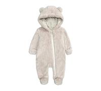 Générique Combinaison Neige Bébé Fille Garçon Epais Pilote Polaires Combi avec Pieds en Molleton Veste À Capuche Barboteuse Gants Naissance Bebe Body 1 Mois Manche Longue 18 (Beige,0-3 Mois)