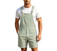 Générique Combinaison Pantalon élégante et décontractée à Rayures et Carreaux avec Bretelles, idéale au Quotidien. (D-Green, XL)