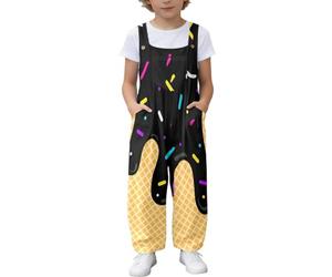 Générique Combinaison Pantalon Longue Fille Modèle Glacé Décontractée à Poches pour Toutes Saisons (Black, 11-12 Years)