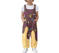 Générique Combinaison Pantalon Longue Fille Modèle Glacé Décontractée à Poches pour Toutes Saisons (Coffee, 9-10 Years)