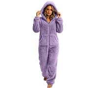 Générique Combinaison Pilou Femme à Capuche Fermeture Éclair Intégrale Poche Kangourou - Motif Uni Multi-Couleurs - Tissu Polaire Doux et Chaud pour Nuit et Maison