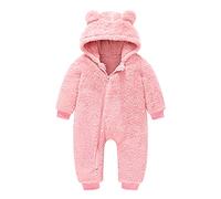 Générique Combinaison Pluie Bebe Enfant Fermeture Hiver À Capuche Barboteuse Body Étanche Fourrure Couleur Unie 0-12 Mois Nouveau-Né Déguisement Playsuit