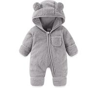 Générique Combinaison pour Garçons avec Ours et repliables Fille garçon, d Hiver en Polaire Capuche Dentelle(Grey,6-9 Months)