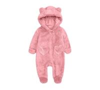 Générique Combinaison Pyjama Fille en Polaire Douce à Capuche Tenue Confortable d'hiver pour Nouveau-né Idéal pour Tous Les Jours (Red, 3-6 Months)