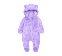 Générique Combinaison Pyjama Fille en Polaire Douce à Capuche Tenue Confortable d'hiver pour Nouveau-né Idéal pour Tous Les Jours (Purple, 3-6 Months)