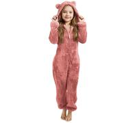 Générique Combinaison Pyjama pour Filles Grenouillères d'ours Animaux Zippé avec Capuche Onesie Enfant Halloween Cosplay Costume Garçon Cadeau Noel Autumne Hiver