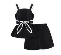 Générique Combinaison-short élégante sans manches pour filles avec ceinture détachable tenue décontractée estivale confortable et stylée