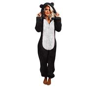 Générique Combinaison Une Pièce en Polaire pour Femme Patchwork Pyjama Chaud Et Doux Pyjama Femmes Sleepwear Et Fermeture Éclair Vêtement De Nuit en Peluche Hiver Femme Polaire Combinaison Pas Cher