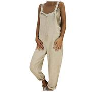 Générique Combishort Ample décontracté Femme Plus Salopette Barboteuse Combinaison Baggy Salopette Taille Combinaison Femme Blanc De Travail (Light Gray, XXXL)