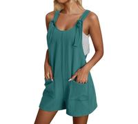 Générique Combishort Femme Ete - Salopette Short sans Manche pour Femme Ample Jumpsuit Sleeveless Salopettes À Bretelles Combie Short Léger Spaghetti Pantalon avec Poches Playsuit Combi Shorts