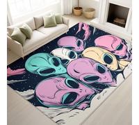 Générique Comic Audacieux Street Art Cartoon Multicolore Carpette 140 x 200 cm, Décoration D'Intérieur, Tapis Aliens pour Le Salon et la Chambre Tapis Lavable Et Antidérapant À Poils Ras
