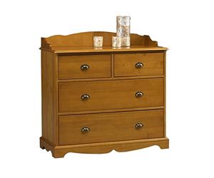 Générique Commode 4 Tiroirs Pin Miel Style Anglais avec Crédence L 96 H 91.6 P 42 cm