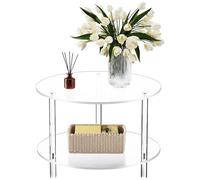 Générique Compact Round Table, Modern Clear Nightstand, Small Space Furniture with Storage, Elegant Home Accent, Bedroom Side Table for Compact Rooms, Balcony Coffee Desk for Living Room Decor