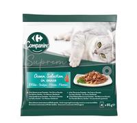 Générique COMPANINO - Pâtée pour Chat Adulte Effilés en Sauce Océan | Savoureux Poisson et Crevette | Repas Gourmand | 340g | Lot DE 4