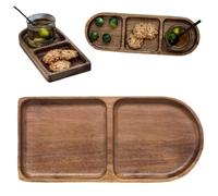 Générique Compartment Prevent Flavors Mixing Holder, Wood Serving Trays with Sections, Divided Platter for Home Kitchen Cooking Candy Bread Milk Burrito Potato Chips Nuts Vegetables