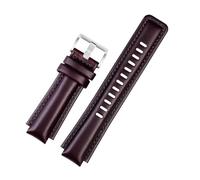 Générique Compatible avec le bracelet de montre TIMEX tide Outdoor for hommes T2N721 T2N720 TW2T76300 TW2T76500 T45601 Bracelet en cuir marron, accessoires chaîne(Dark brown Silver)