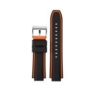 Générique Compatible avec le bracelet timex E-tide Compass T2N739 T2N720 T2N721 à bouche convexe, de 16 mm, montre en silicone étanche for hommes(Striped orange-steel)
