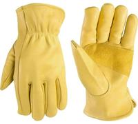 Générique Compatible avec les gants de travail en cuir Wells Lamont for hommes, cuir de vachette fleur avec paume renforcée, adaptés aux tâches de construction, d'agriculture et d'élevage