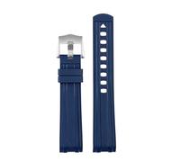Générique Compatible avec Omega New Seamaster 300 Universe 007 Bracelet de montre en silicone caoutchouc fluoré à extrémité incurvée 20 mm 22 m souple remplacement for hommes(Blue silver,22mm)