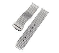Générique Compatible avec Omega Seamaster007Bracelet de montre en maille Milan, fermoir papillon à double poussée, dégagement rapide automatique, acier inoxydable brossé(Silver)