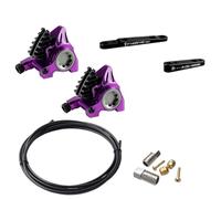 Générique Compatible avec Shimano, Compatible avec l'étrier à Montage Plat de la série SRAM XG, Frein hydraulique léger CNC avec Plaquettes Ice-Tech for BMX de Route(Purple Caliper F R)