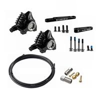 Générique Compatible avec Shimano, Compatible avec l'étrier à Montage Plat de la série SRAM XG, Frein hydraulique léger CNC avec Plaquettes Ice-Tech for BMX de Route(Black Caliper F R)