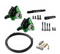 Générique Compatible avec Shimano, Compatible avec l'étrier à Montage Plat de la série SRAM XG, Frein hydraulique léger CNC avec Plaquettes Ice-Tech for BMX de Route(Green Caliper F R)