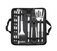 Générique Compatible for 20 pièces Ensemble d'outils de Gril en Acier Inoxydable Kit d'accessoires Cuisson ustensiles avec Sac Toile JT49(20 Pieces)