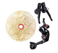 Générique Compatible for Le Groupe de vélo Gravier 1x11 Vitesses, dérailleur d'embrayage adapté à la Cassette 46T 50T 11s, Frein Changement Vitesse léger, Ensemble Route(50T Gold,Silver Chain)