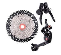 Générique Compatible for Le Groupe de vélo Gravier 1x11 Vitesses, dérailleur d'embrayage adapté à la Cassette 46T 50T 11s, Frein Changement Vitesse léger, Ensemble Route(52T Silver Black,Gold Chain)