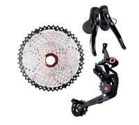 Générique Compatible for Le Groupe de vélo Gravier 1x11 Vitesses, dérailleur d'embrayage adapté à la Cassette 46T 50T 11s, Frein Changement Vitesse léger, Ensemble Route(46T Silver Black,None Chain)