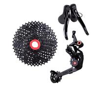 Générique Compatible for Le Groupe de vélo Gravier 1x11 Vitesses, dérailleur d'embrayage adapté à la Cassette 46T 50T 11s, Frein Changement Vitesse léger, Ensemble Route(42T Black,Gold Chain)