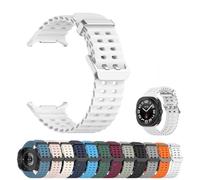 Générique Compatible with Samsung Galaxy Watch 7 Ultra 47mm Band (2024), Galaxy Watch 7 Ultra Bands, Soft Sport Silicone Breathable Strap Wristbands for Men Women (White)